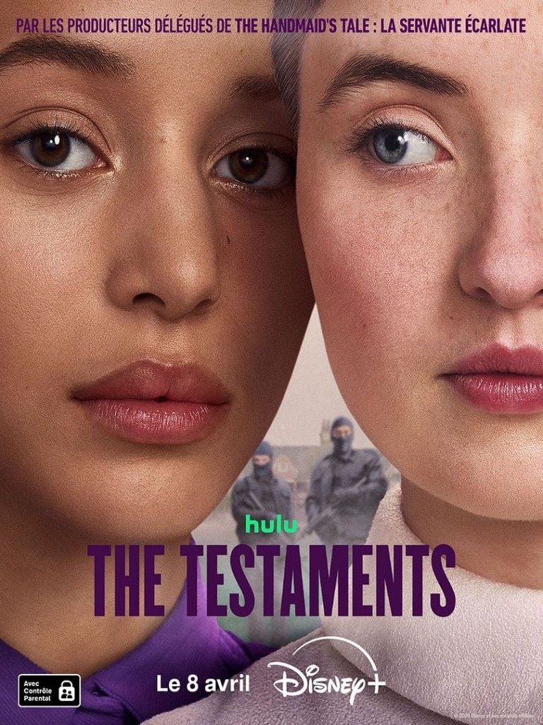 Affiche de la saison 1 de The Testaments avec les visages d'Agnes et Daisy
